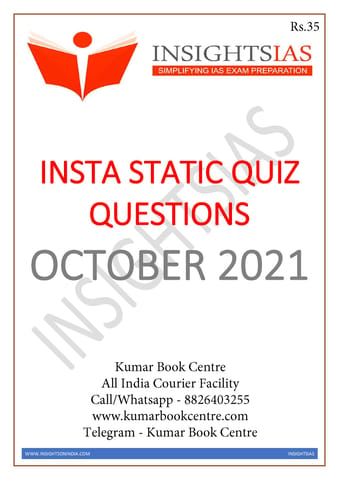 Insights on India Static Quiz - October 2021 - [B/W PRINTOUT]