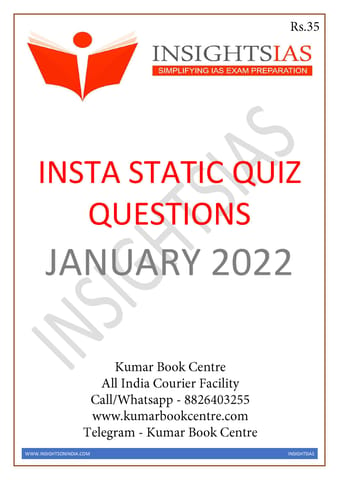 Insights on India Static Quiz - January 2022 - [B/W PRINTOUT]