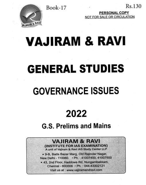 Vajiram & Ravi General Studies GS Printed Notes Yellow Book 2022 - Governance Issues - [B/W PRINTOUT]