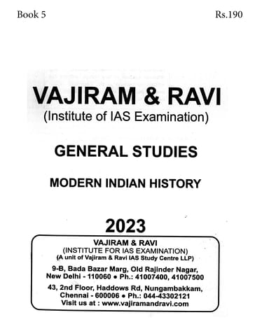 Modern Indian History - General Studies GS Printed Notes Yellow Book 2023 - Vajiram & Ravi - [B/W PRINTOUT]
