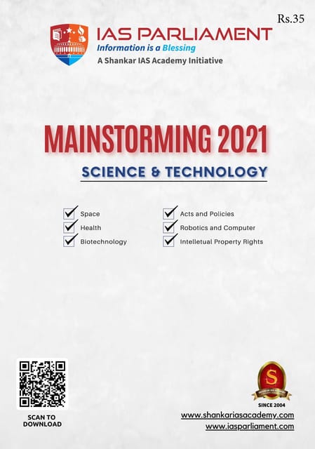 Shankar IAS Mainstorming 2021 - Science & Technology - [B/W PRINTOUT]