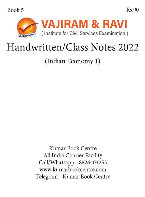 Indian Economy 1 - General Studies GS Handwritten/Class Notes 2022 - Vajiram & Ravi - [B/W PRINTOUT]