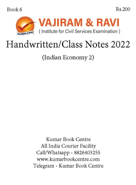 Indian Economy 2 - General Studies GS Handwritten/Class Notes 2022 - Vajiram & Ravi - [B/W PRINTOUT]
