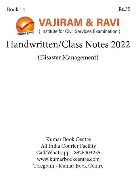 Disaster Management - General Studies GS Handwritten/Class Notes 2022 - Vajiram & Ravi - [B/W PRINTOUT]