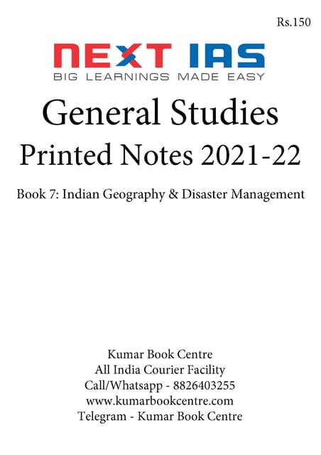 Indian Geography & Disaster Management - General Studies GS Printed Notes 2022 - Next IAS - [B/W PRINTOUT]