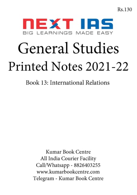 International Relations - General Studies GS Printed Notes 2022 - Next IAS - [B/W PRINTOUT]