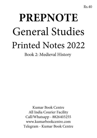 Medieval History - General Studies GS Printed Notes 2022 - Hemant Jha - Prepnotes - [B/W PRINTOUT]