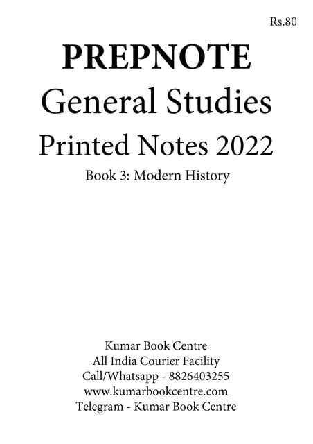 Modern History - General Studies GS Printed Notes 2022 - Hemant Jha - Prepnotes - [B/W PRINTOUT]