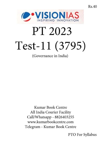 (Set) Vision IAS PT Test Series 2023 - Test 11 (3795) to 12 (3796) - [B/W PRINTOUT]