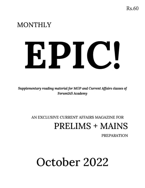 October 2022 - Forum IAS Factly/EPIC Monthly Current Affairs - [B/W PRINTOUT]