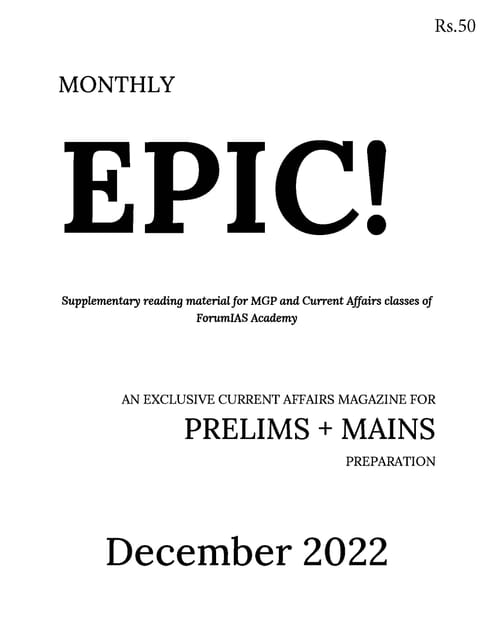 December 2022 - Forum IAS Factly/EPIC Monthly Current Affairs - [B/W PRINTOUT]