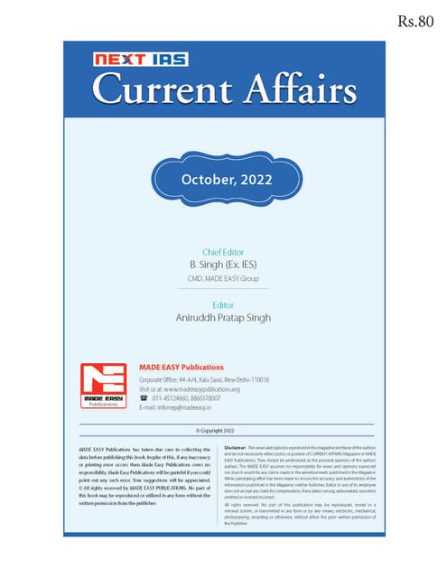 October 2022 - Next IAS Monthly Current Affairs - [B/W PRINTOUT]
