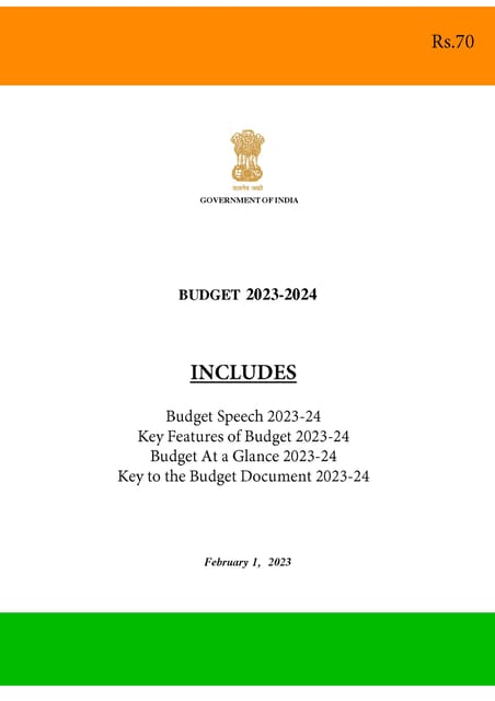 Union Budget 2023-24 - [B/W PRINTOUT]