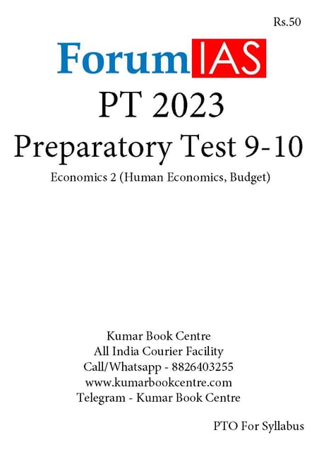 (Set) Forum IAS PT Test Series 2023 - Preparatory Test 9 to 10 - [B/W PRINTOUT]