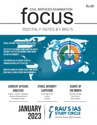 January 2023 - Rau's IAS Focus Monthly Current Affairs - [B/W PRINTOUT]