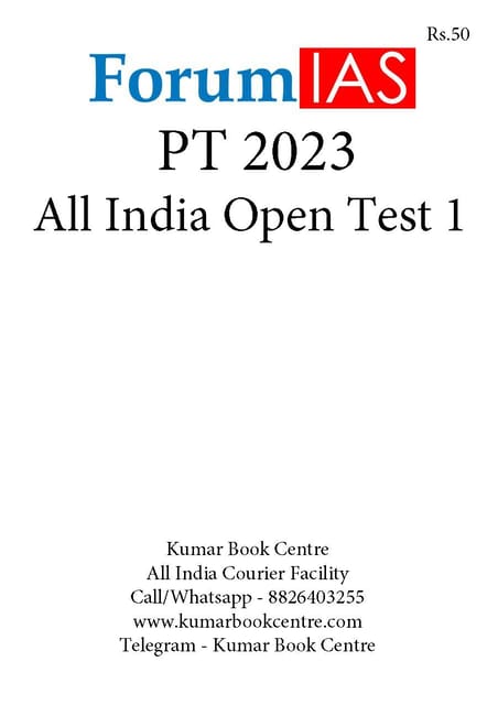 (Set) Forum IAS PT Test Series 2023 - All India Open Test 1 to 2 - [B/W PRINTOUT]
