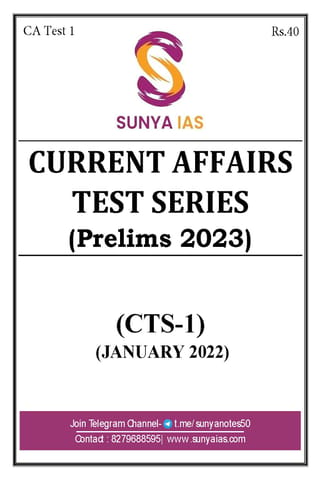 (Set) Sunya IAS Current Affairs Test Series 2023 - CA Test 1 to 5 - [B/W PRINTOUT]