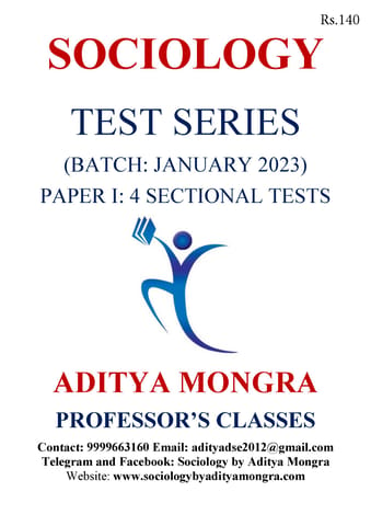 (Set) Aditya Mongra Sociology Optional Mains Test Series 2023 - Test 1 to 4 - [B/W PRINTOUT]