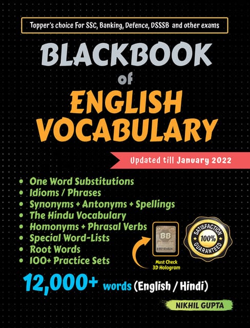 Blackbook of English Vocabulary January 2022 BY NIKHIL GUPTA