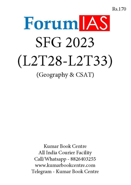 (Set) Forum IAS SFG Test 2023 - Level 2 Test 28 to 33 (Geography & CSAT) - [B/W PRINTOUT]