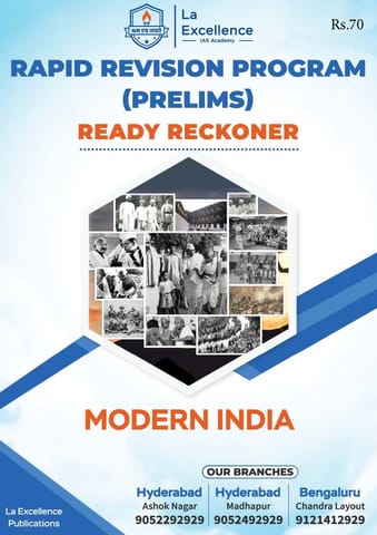 Modern India - La Excellence Ready Reckoner Program RRP Prelims 2023 - [B/W PRINTOUT]