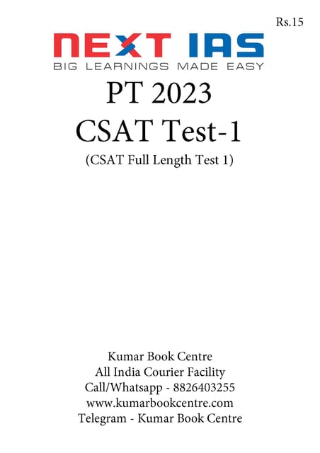 (Set) Next IAS PT Test Series 2023 - CSAT Test 1 to 5 - [B/W PRINTOUT]
