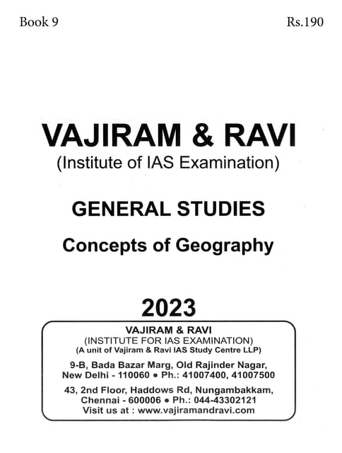 Concepts of Geography - General Studies GS Printed Notes Yellow Book 2023 - Vajiram & Ravi - [B/W PRINTOUT]
