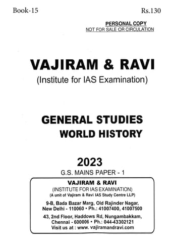 World History - General Studies GS Printed Notes Yellow Book 2023 - Vajiram & Ravi - [B/W PRINTOUT]