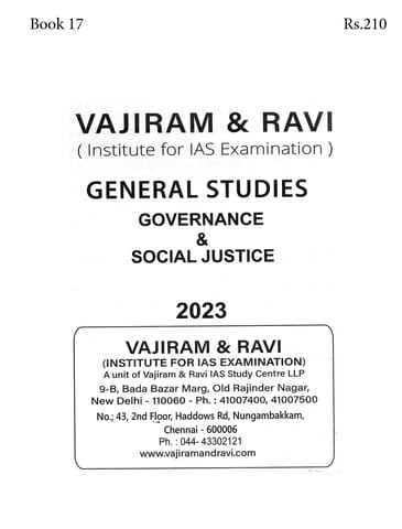 Governance & Social Justice - General Studies GS Printed Notes Yellow Book 2023 - Vajiram & Ravi - [B/W PRINTOUT]