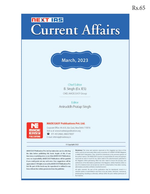 March 2023 - Next IAS Monthly Current Affairs - [B/W PRINTOUT]