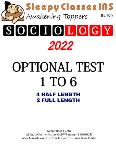 (Set) Sleepy Classes Mains Test Series 2022 - Sociology Optional Test 1 to 6 - [B/W PRINTOUT]