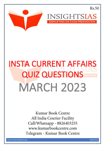 March 2023 - Insights on India Current Affairs Daily Quiz - [B/W PRINTOUT]