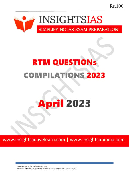 April 2023 - Insights on India Revision Through MCQs (RTM) - [B/W PRINTOUT]