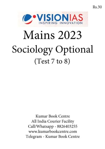 (Set) Vision IAS Mains Test Series 2023 - Sociology Optional Test 7 to 8 - [B/W PRINTOUT]
