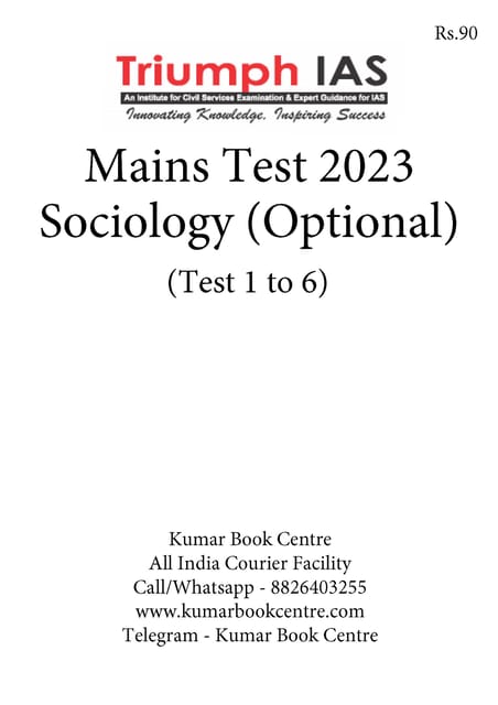 (Set) Triumph IAS Mains Test Series 2023 - Sociology Optional Test 1 to 6 - [B/W PRINTOUT]