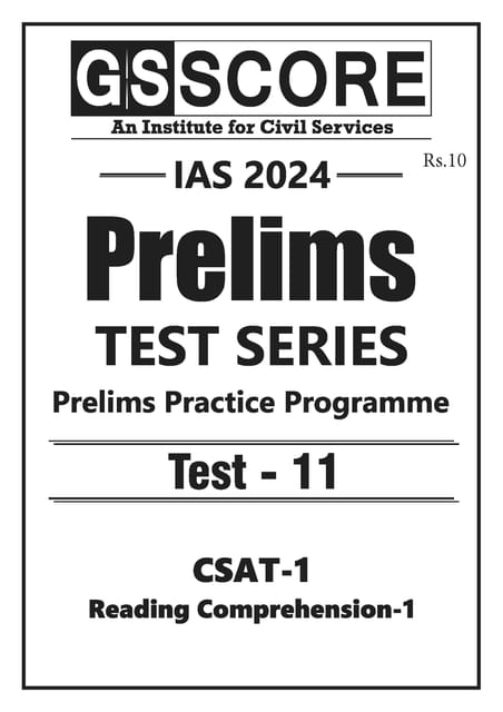 (Set) GS Score PT Test Series 2024 - Test 11 to 15 - [B/W PRINTOUT]