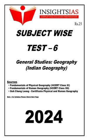 (Set) Insights on India PT Test Series 2024 - Test 6 to 10 (Subject Wise) - [B/W PRINTOUT]
