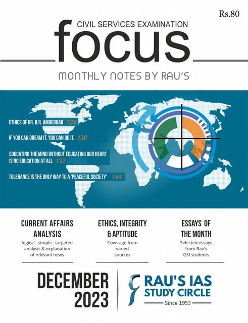 December 2023 - Rau's IAS Focus Monthly Current Affairs - [B/W PRINTOUT]