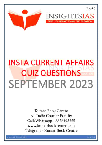 September 2023 - Insights on India Current Affairs Daily Quiz - [B/W PRINTOUT]