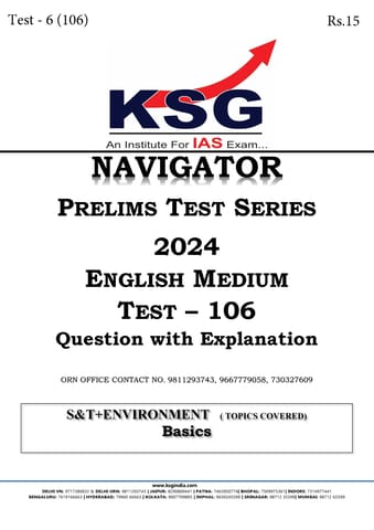 (Set) Khan Study Group KSG PT Test Series 2024 - Test 6 to 10 - [B/W PRINTOUT]