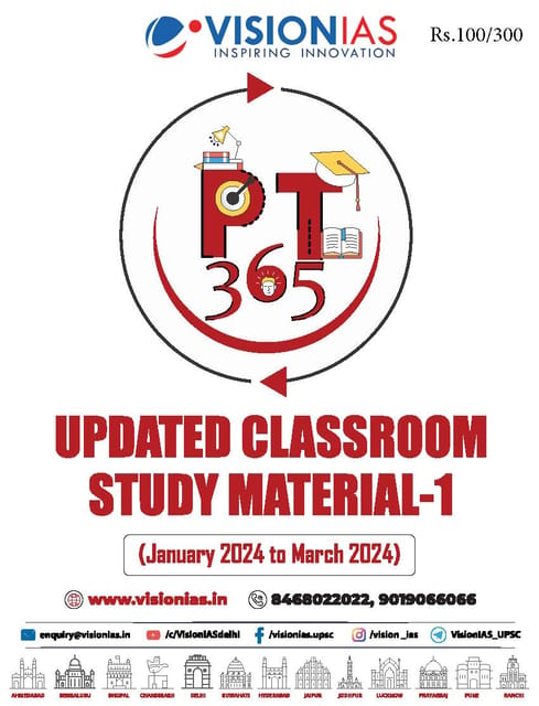 Updated Classroom Study Material 1 (Jan-Mar 2024) - Vision IAS PT 365 2024 - [B/W PRINTOUT]