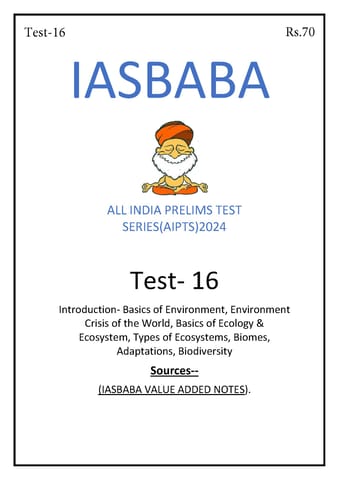 (Set) IAS Baba PT Test Series 2024 - PT Test 16 to 20 - [B/W PRINTOUT]