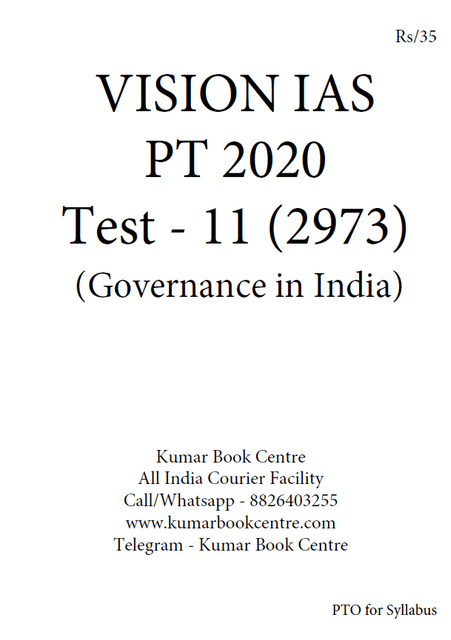 Vision IAS PT Test Series 2020 with Solution - Test 11 (2973) - [PRINTED]