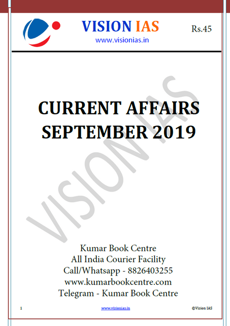 Vision IAS Monthly Current Affairs - September 2019 - [PRINTED]