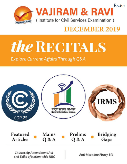Vajiram & Ravi Monthly Current Affairs - The Recitals - December 2019 - [PRINTED]