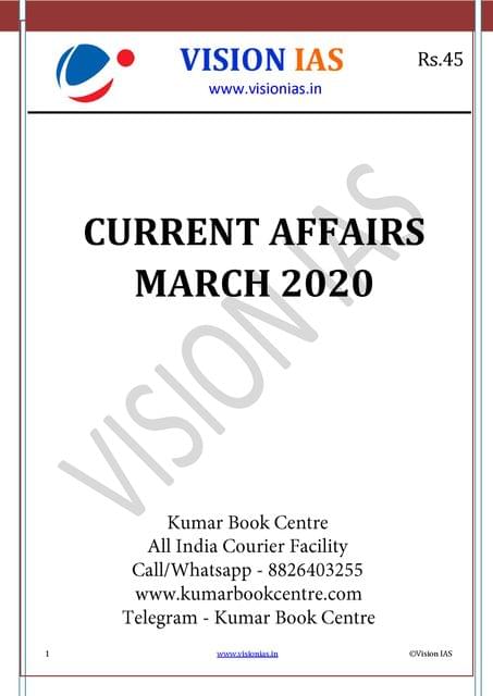 Vision IAS Monthly Current Affairs - March 2020 - [PRINTED]