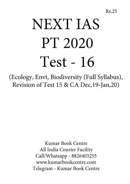 Next IAS PT Test Series 2020 - Test 16 [PRINTED]