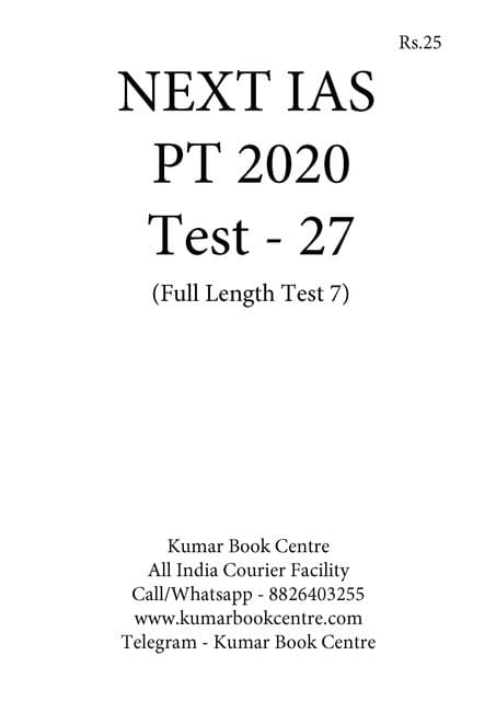 Next IAS PT Test Series 2020 - Test 27 [PRINTED]