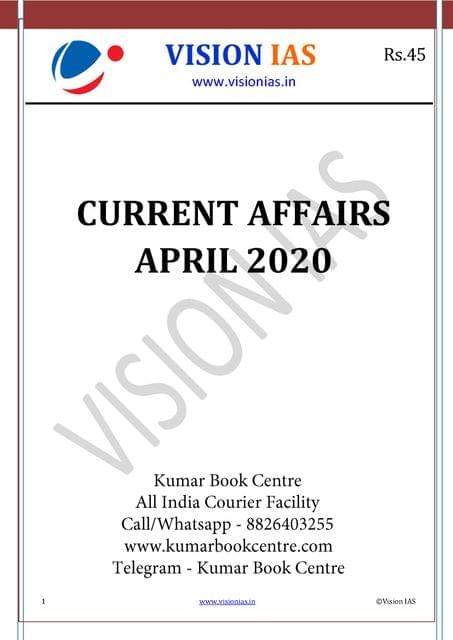 Vision IAS Monthly Current Affairs - April 2020 - [PRINTED]