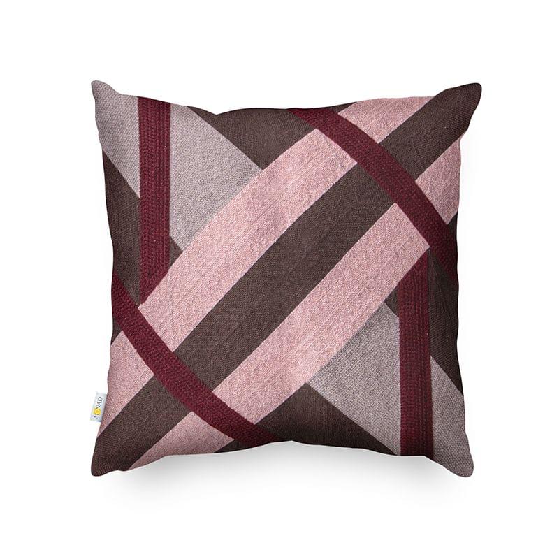 Grey Scatter Stripe Embroidered Cushion Cover